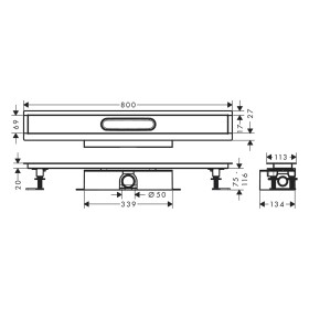 hansgrohe uBox universal Komplettset 80 cm, Standardinstallation für Duschrinnen Fertigsets