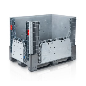 Grande scatola pieghevole 120 x 80 x 95 cm 3 pattini - 2 aperture di carico