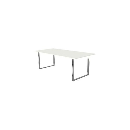 Konferenztisch Yukon 114324.1, manuell höhenverstellbar 68-82cm (H), 200x100cm (BxT), 6 Personen, rechteckig, weiss / silber