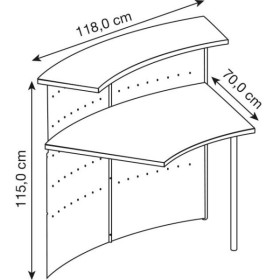 Comptoir d'appoint Gênes 3991 en hêtre Forme libre 118x70 cm (LxP)