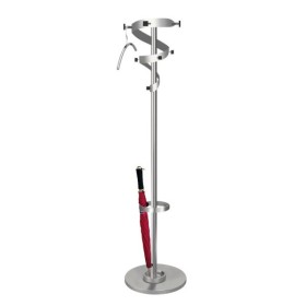 Garderobenständer Ohio 6051, mit 10 Haken, mit Schirmständer, mit Hutablage, Metall, silber