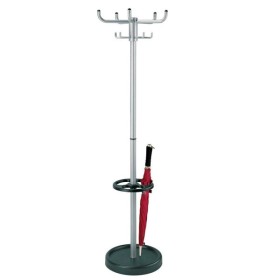 Garderobenständer Larco 6092, mit 10 Haken, mit Schirmständer, Metall, silber