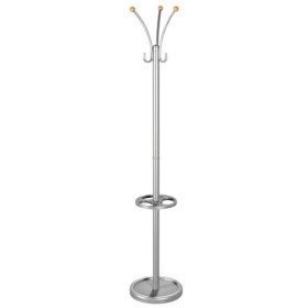 Garderobenständer Nina 6095, mit 6 Haken, mit Schirmständer, mit Hutablage, Metall, silber