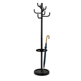 Garderobenständer Sierra 6097, mit 8 Haken, mit Schirmständer, Metall, schwarz