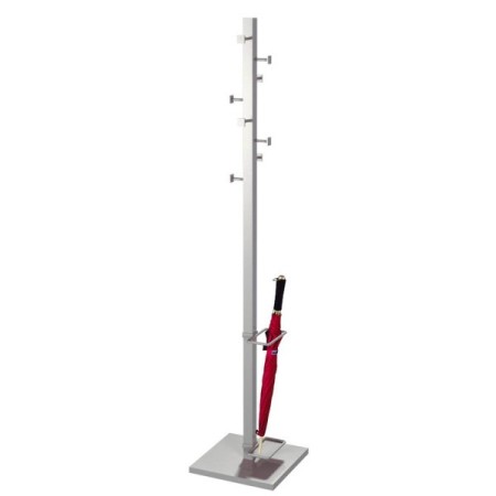 Garderobenständer Slim Line 6223, mit 8 Haken, mit Schirmständer, mit Hutablage, Metall, silber