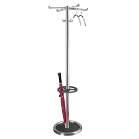 Garderobenständer Roma 6229, mit 8 Haken, mit Schirmständer, Metall, silber, schwarz