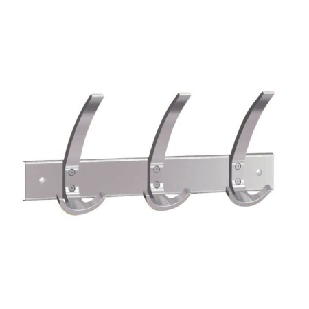 Wandgarderobe public 6402, Metall, Kunststoff, mit 3 Haken, silber, 1 Stück