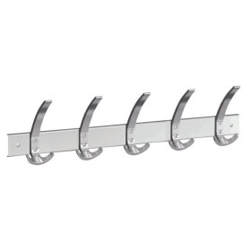 Wandgarderobe public 6404, Metall, Kunststoff, mit 5 Haken, silber, 1 Stück
