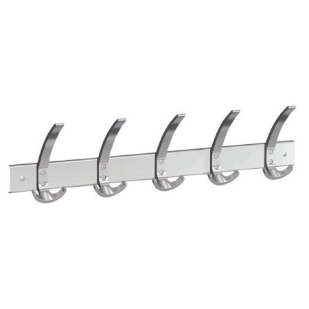 Wandgarderobe public 6404, Metall, Kunststoff, mit 5 Haken, silber, 1 Stück