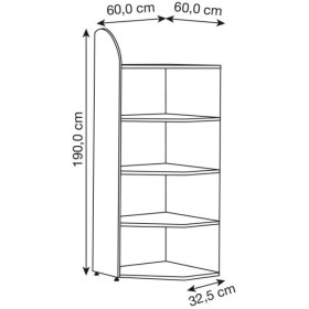 Étagère d'angle Dante blanc 5 étagères