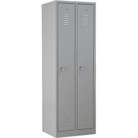 Wolfstahl Garderobenschrank Kleiderspind 2 Schliessfächer Zylinderschloss Lichtgrau - Feuerrot - Enzianblau