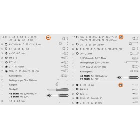 Coffret de douilles PROJAHN proficraft métrique 6 pans 6,3 / 1/4" + 12,5 / 1/2" 108 pièces