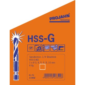 Coffret de forets hélicoïdaux PROJAHN HSS-G 6 pans 6,35 mm (1/4") 6 pièces