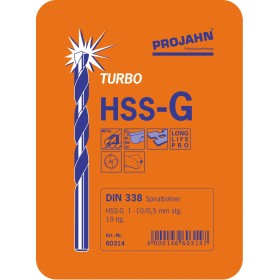 Cassetta di punte elicoidali PROJAHN HSS-G DIN 338 Tipo N TURBO 19 pezzi