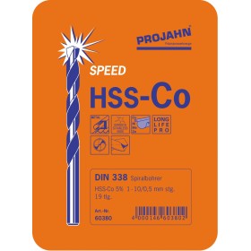 Astuccio di punte elicoidali PROJAHN HSS-Co DIN 338 Tipo S SPEED 19 pezzi