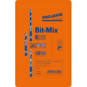 Set di punte elicoidali PROJAHN acciaio / pietra / legno 9 pezzi