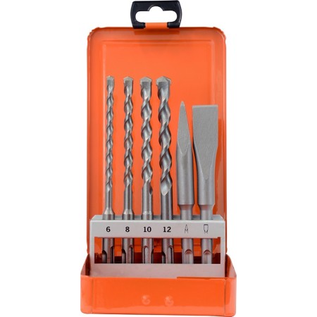 PROJAHN Hammerbohrer Meißel Set 6-tlg. (Ø 6, 8, 10, 12 mm, Spitz-, Flachmeißel)