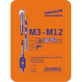 Ensemble de tarauds à filetage à coupe simple PROJAHN HSS 15 pièces