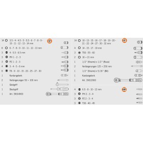 Coffret de douilles industrielles PROJAHN métriques 6 pans 6,3 / 1/4" + 12,5 / 1/2" 91 pièces 6 pans
