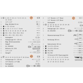Boîte à outils universelle PROJAHN pour l'industrie métrique 6 pans 6,3 / 1/4" + 10 / 3/8" + 12,5 / 1/2" 122 pièces