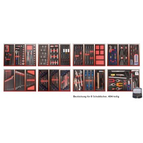 Ensemble d'outillage PROJAHN pour chariot d'atelier 404 pièces pour 8 tiroirs