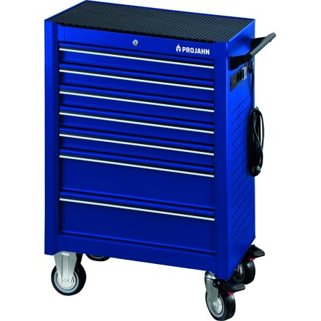 PROJAHN Werkstattwagen UNIVERSE mit E-Power Elektroverteiler mit 7 Schubfaechern Blau