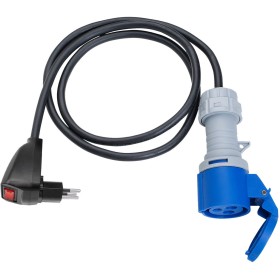 Adapterleitung (Kunststoff), CEE-Kupplung 230V/16A, T12 Stecker 270° drehbar mit Reset Schalter