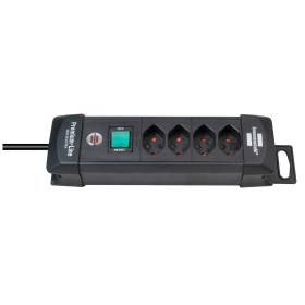 Premium-Line Steckdosenleiste mit 4 Steckdosen 1,8 m Kabel, mit Schalter, schwarz