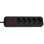 cleverLINE Steckdosenleiste 5er-Steckdosen (1,5m Kabel, mit Schalter) schwarz