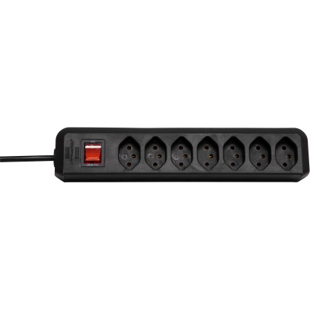cleverLINE 7-fach Steckdosenleiste (mit Schalter, 2m Kabel, für den Innenbereich) schwarz