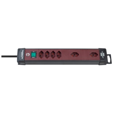 Premium-Line Technik Steckdosenleiste 4+2-fach schwarz/bordeaux 3m 3G1,5