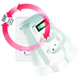 Abzweigstecker 3+1-fach weiss mit Schalter, 350° drehbar *CH*