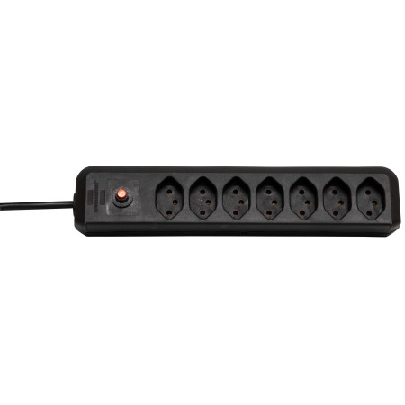 cleverLINE 7er-Steckdosenleiste (2m Kabel, ohne Schalter, für den Innenbereich) schwarz