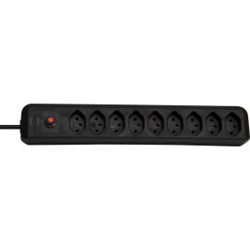 cleverLINE 9er-Steckdosenleiste (2m Kabel, ohne Schalter, für den Innenbereich) schwarz