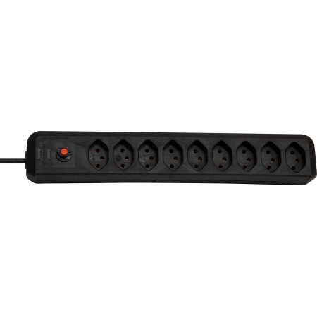 cleverLINE 9er-Steckdosenleiste (2m Kabel, ohne Schalter, für den Innenbereich) schwarz