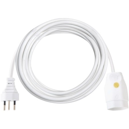 Verlängerungskabel (Kunststoff-Kabel) mit Funktionsleuchte, T12 Stecker, T13 Kupplung, 3m Kabel H05VV-F 3G1,0 weiss *CH*
