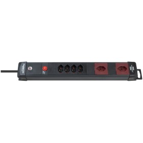 Premium-Line Technik Steckdosenleiste 4+2-fach schwarz/bordeaux 3m 3G1,5
