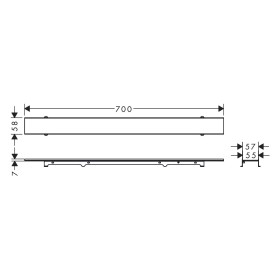 hansgrohe RainDrain Rock Fertigset Duschrinne 60 cm, kürzbar und befliesbar