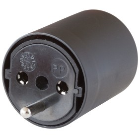 Adapter Fix schwarz DE auf CH, 230V 3-polig T13 auf Schuko-Stecker mit Buchse