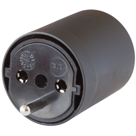 Adapter Fix schwarz DE auf CH, 230V 3-polig T13 auf Schuko-Stecker mit Buchse