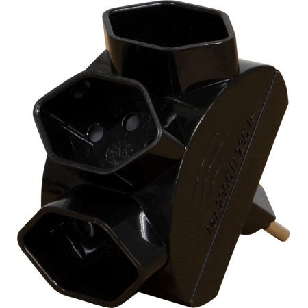 Abzweigstecker 3-fach sternförmig schwarz *CH*