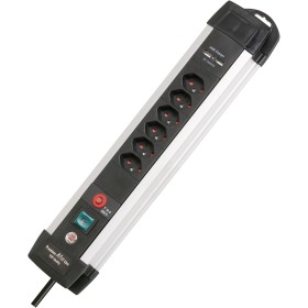 Premium-Alu-Line Steckdosenleiste 6-fach mit Schalter und Aufhänge-Vorrichtung mit 3m Kabel und 2x USB