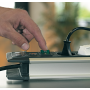 Premium-Alu-Line Steckdosenleiste 6-fach mit Schalter und Aufhänge-Vorrichtung mit 3m Kabel und 2x USB