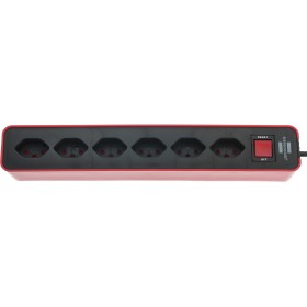 Ecolor Steckdosenleiste 6-fach rot/schwarz 1,5m H05VV-F 3G1,0 mit Schalter *CH*