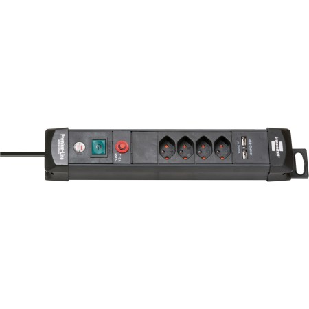 Premium-Line Steckdosenleiste 4-fach mit Schalter und Aufhänge-Vorrichtung mit 3m Kabel und 2x USB