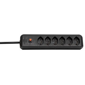 cleverLINE 6er-Steckdosenleiste (2m Kabel, ohne Schalter, für den Innenbereich) schwarz