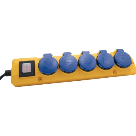 Super-Solid Steckdosenverteiler 5x T13 Steckdosen, T13 Stecker, 3m H05RN-F 3G1,0 gelb/blau, IP55