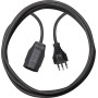 Kunststoff Verlängerungskabel, T12 Stecker, T13 Kupplung, Kabel 5m H05VV-F 3G1,5 schwarz *CH*