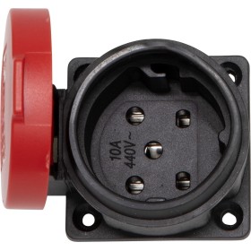 Einbaudose T15, 400V/10A, mit Klappdeckel, rot/schwarz, IP55