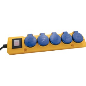Super-Solid Steckdosenverteiler 5x T13 Steckdosen, T13 Stecker, 5m 3G1,5 gelb/blau, IP55